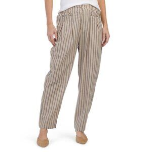 MAIN STRIP Denim Blue Striped Ankle Pants